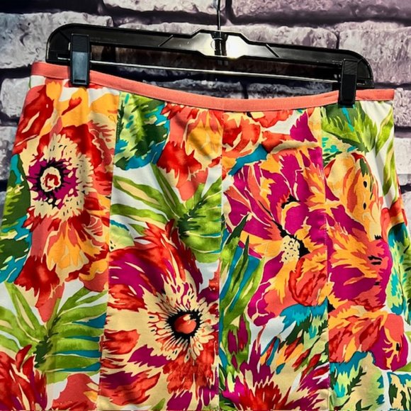 Bandolino Floral Multicolored A-Line Skirt Size 12P - Picture 2 of 9